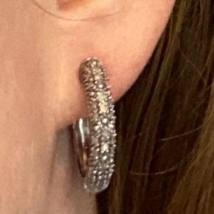 Sterling Silver Diamond Hoop Earrings (1/2 cttw